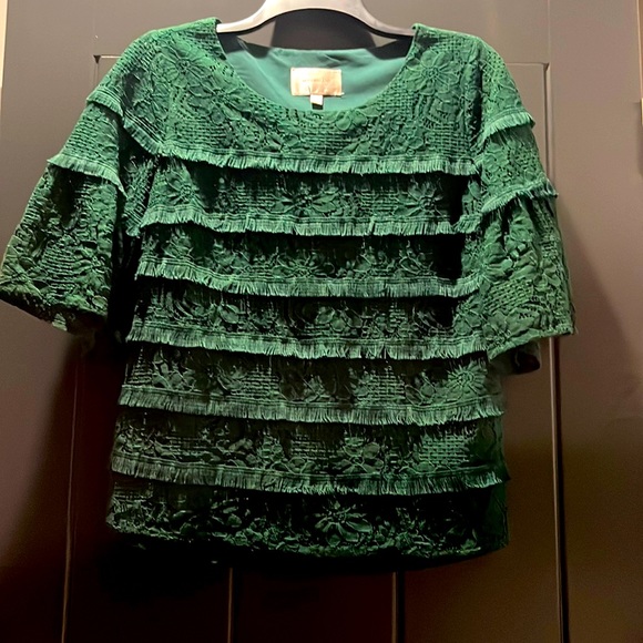 Anthropologie Skies are Blue Emerald Green Lace Top medium - Picture 3 of 6